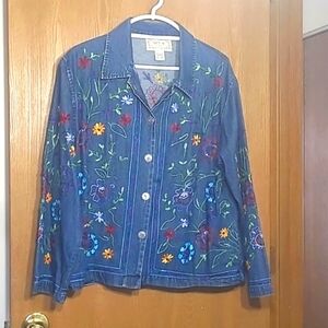 TANTRUMS Embroidered 100% cotton denim jacket  Large